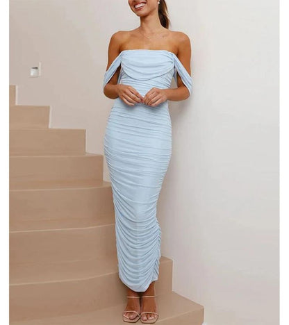 Off-the-Shoulder Maxi Jurk met ruches van Mesh